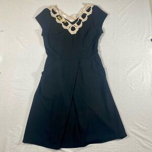 Libertine for Target black mini dress with ivory cutouts v neck pockets size 9